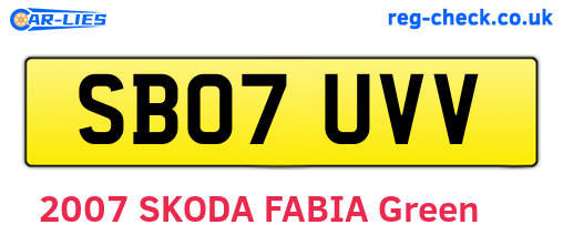 SB07UVV are the vehicle registration plates.