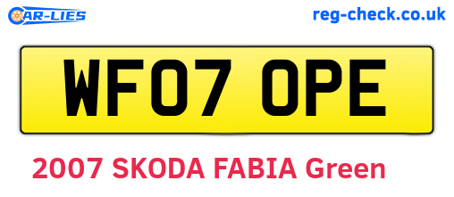 WF07OPE are the vehicle registration plates.