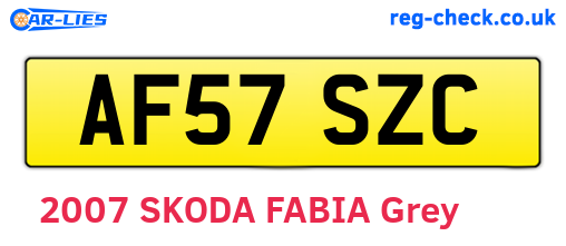 AF57SZC are the vehicle registration plates.