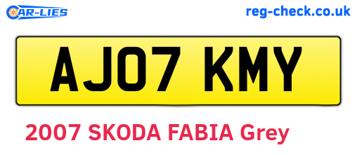 AJ07KMY are the vehicle registration plates.