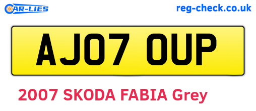 AJ07OUP are the vehicle registration plates.