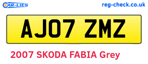 AJ07ZMZ are the vehicle registration plates.