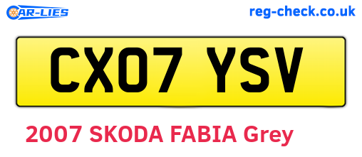 CX07YSV are the vehicle registration plates.