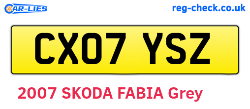 CX07YSZ are the vehicle registration plates.