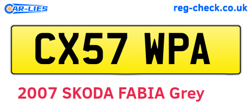 CX57WPA are the vehicle registration plates.