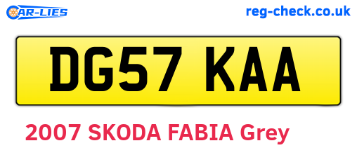 DG57KAA are the vehicle registration plates.