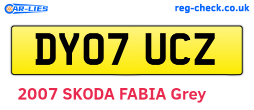 DY07UCZ are the vehicle registration plates.