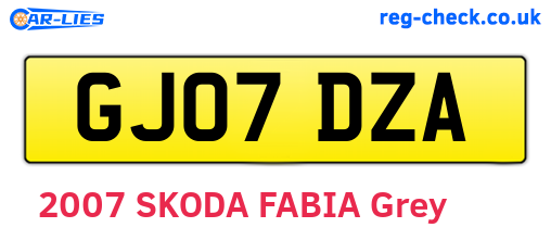 GJ07DZA are the vehicle registration plates.
