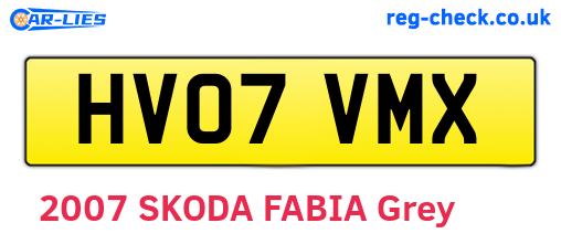 HV07VMX are the vehicle registration plates.
