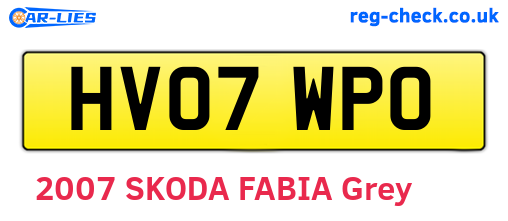 HV07WPO are the vehicle registration plates.