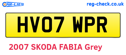 HV07WPR are the vehicle registration plates.