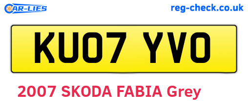 KU07YVO are the vehicle registration plates.