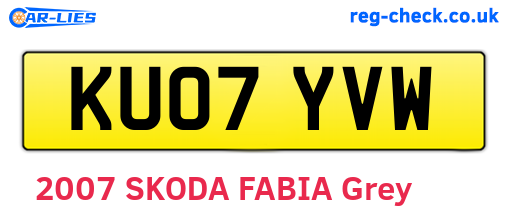 KU07YVW are the vehicle registration plates.