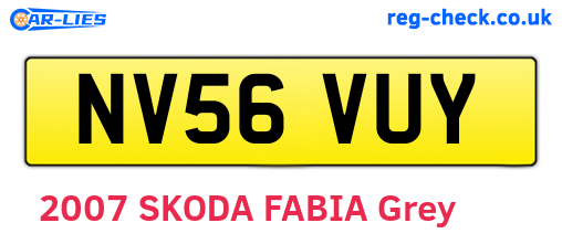 NV56VUY are the vehicle registration plates.