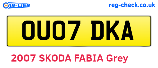 OU07DKA are the vehicle registration plates.