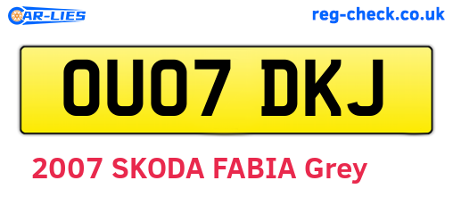 OU07DKJ are the vehicle registration plates.