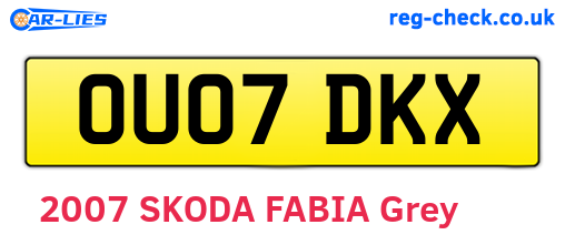 OU07DKX are the vehicle registration plates.