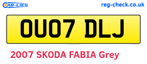 OU07DLJ are the vehicle registration plates.