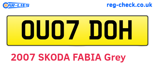OU07DOH are the vehicle registration plates.
