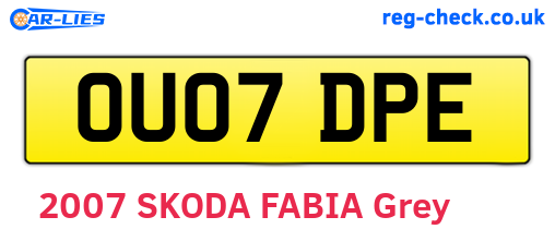 OU07DPE are the vehicle registration plates.