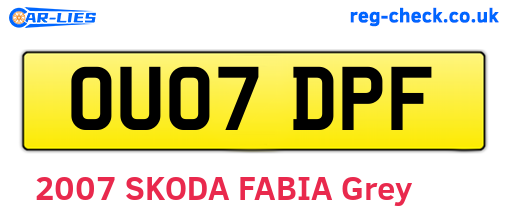 OU07DPF are the vehicle registration plates.