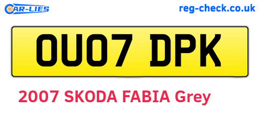 OU07DPK are the vehicle registration plates.