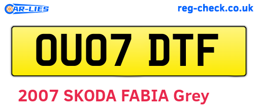 OU07DTF are the vehicle registration plates.