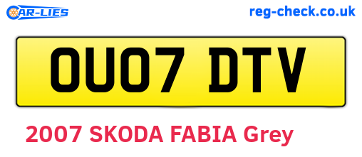 OU07DTV are the vehicle registration plates.