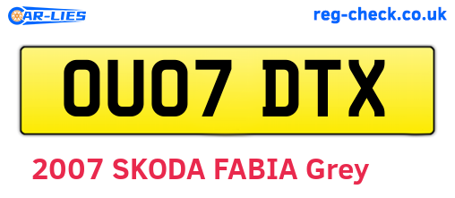 OU07DTX are the vehicle registration plates.