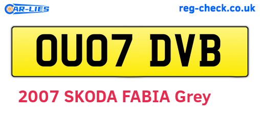 OU07DVB are the vehicle registration plates.