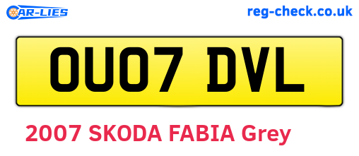 OU07DVL are the vehicle registration plates.