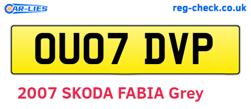 OU07DVP are the vehicle registration plates.