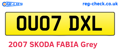 OU07DXL are the vehicle registration plates.
