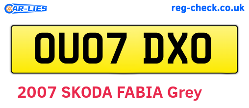 OU07DXO are the vehicle registration plates.