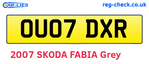 OU07DXR are the vehicle registration plates.
