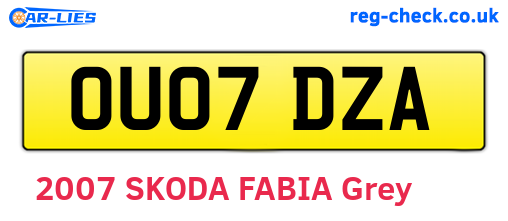 OU07DZA are the vehicle registration plates.