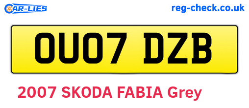 OU07DZB are the vehicle registration plates.