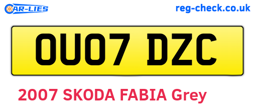 OU07DZC are the vehicle registration plates.