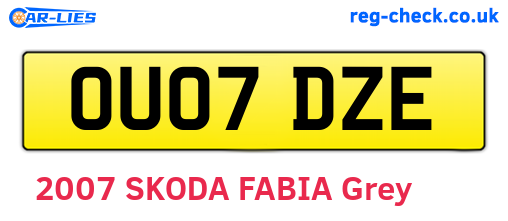 OU07DZE are the vehicle registration plates.