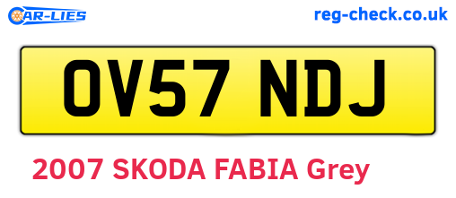 OV57NDJ are the vehicle registration plates.