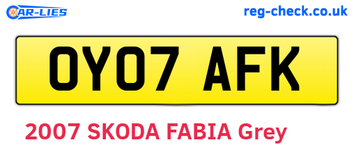 OY07AFK are the vehicle registration plates.