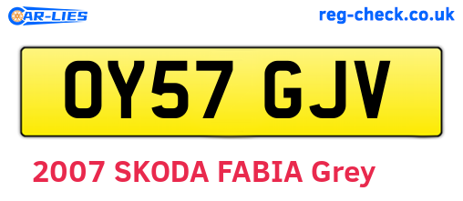 OY57GJV are the vehicle registration plates.