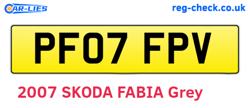 PF07FPV are the vehicle registration plates.