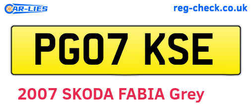 PG07KSE are the vehicle registration plates.