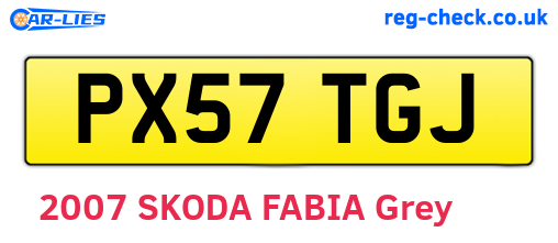 PX57TGJ are the vehicle registration plates.
