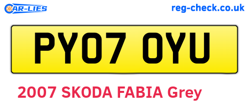 PY07OYU are the vehicle registration plates.