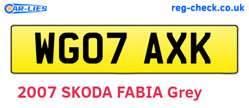 WG07AXK are the vehicle registration plates.