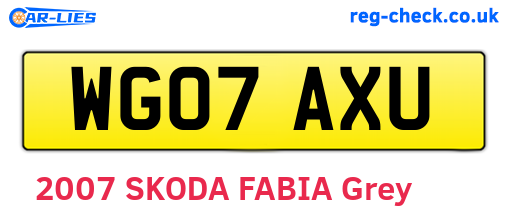 WG07AXU are the vehicle registration plates.