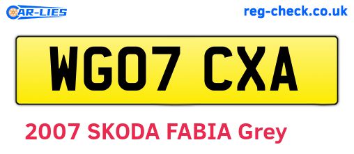 WG07CXA are the vehicle registration plates.