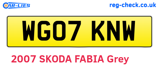 WG07KNW are the vehicle registration plates.